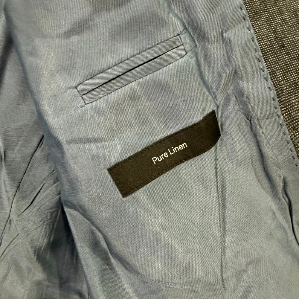 Hugo Boss Pasolini Mens 44R Slim Fit Blue Gray Linen 2 Button Blazer Sport Coat